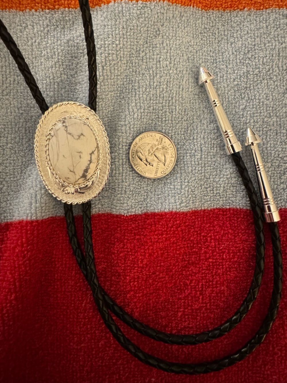 Montana Silversmiths Bolo Tie White Buffalo Turquoise - Picture 5 of 5
